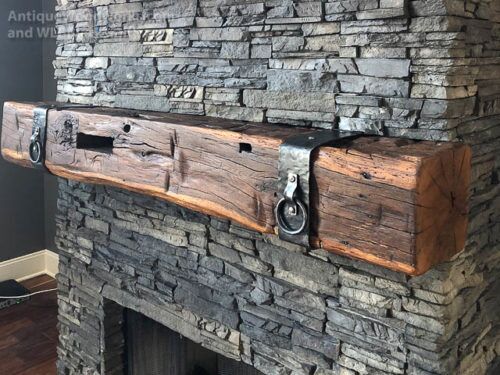 Fireplace Mantels with Metal Straps and Iron Accents - Antique Woodworks